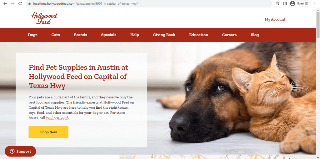 Homepage of Hollywood Feed
Link: https://locations.hollywoodfeed.com/texas/austin/9901-n-capital-of-texas-hwy/