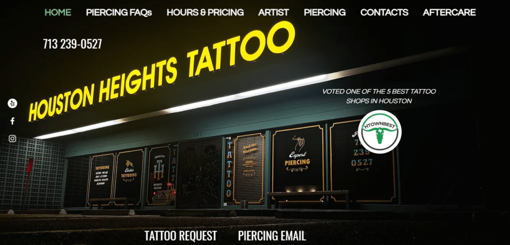 Homepage of Houston Heights Tattoo Shop /
Link: houstonheightstattoo.com
