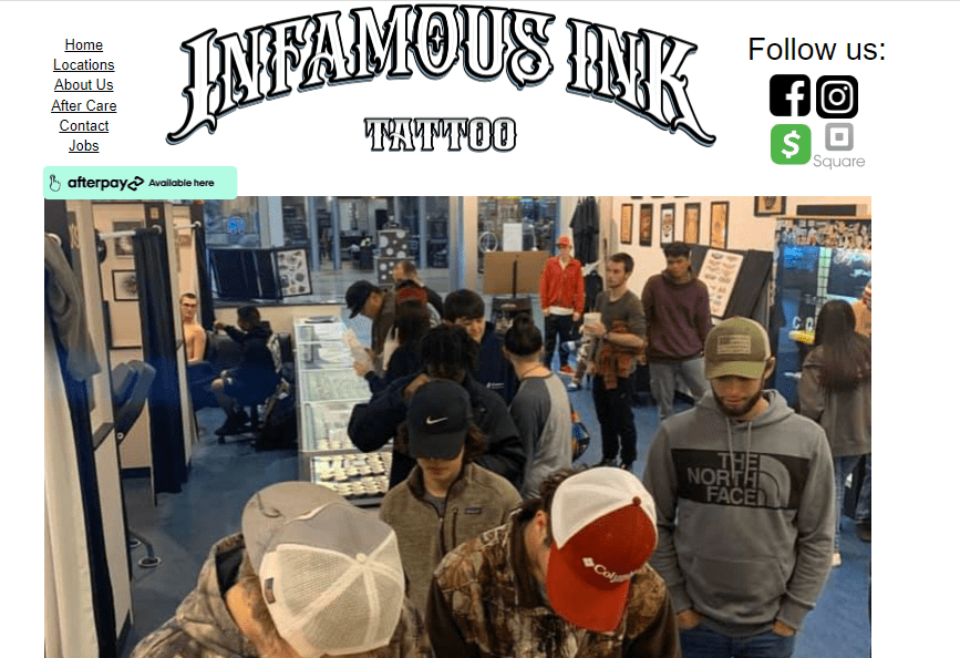 Homepage of Infamous Ink Tattoo Shop /
Link: infamousink.com