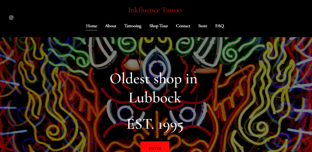 Homepage of Inkfluence Tattoo Shop /
Link: inkfluence.com