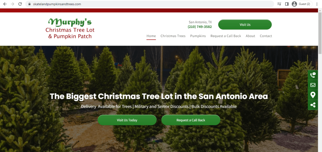 Homepage of Murphy's Christmas Tree Lot & Pumpkin Patch
Link: https://www.skatelandpumpkinsandtrees.com/
