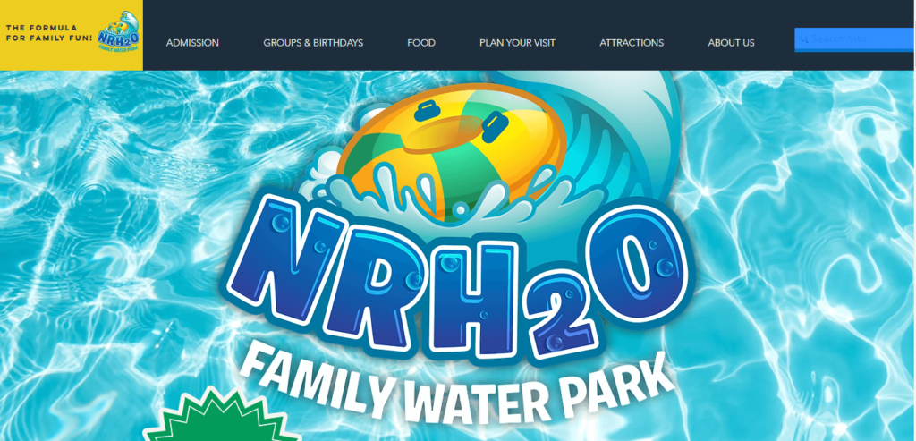 Homepage of NRH2O Family Water Park/ nrh2o.com