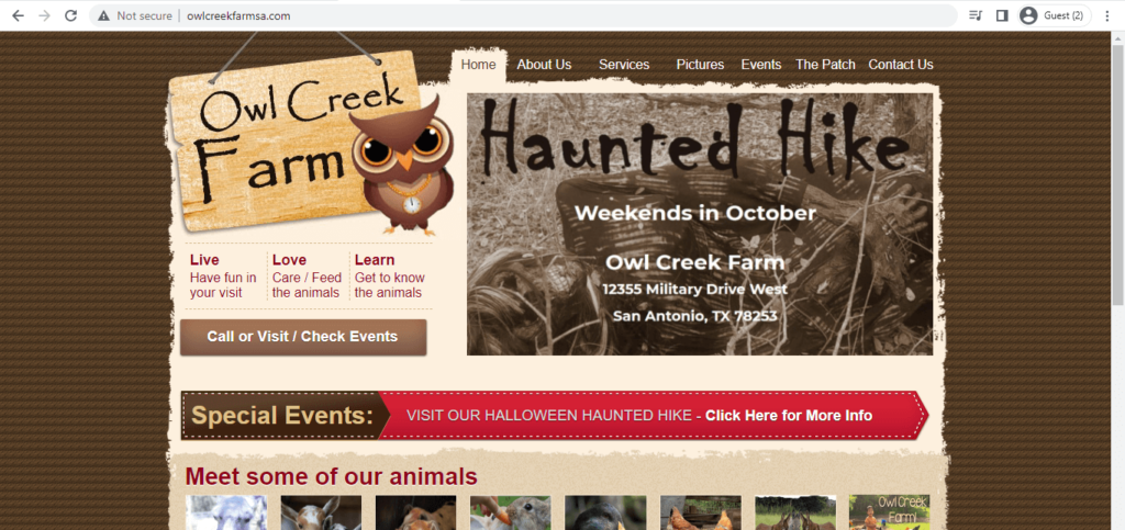 Homepage of Owl Creek Farm
Link: http://owlcreekfarmsa.com/