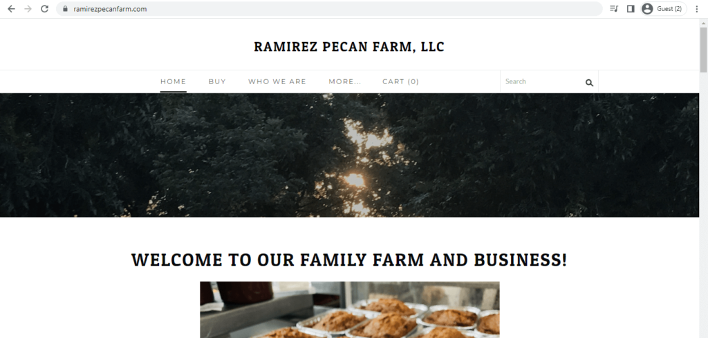 Homepage of Ramirez Pecan Farm, LLC
Link: https://www.ramirezpecanfarm.com/