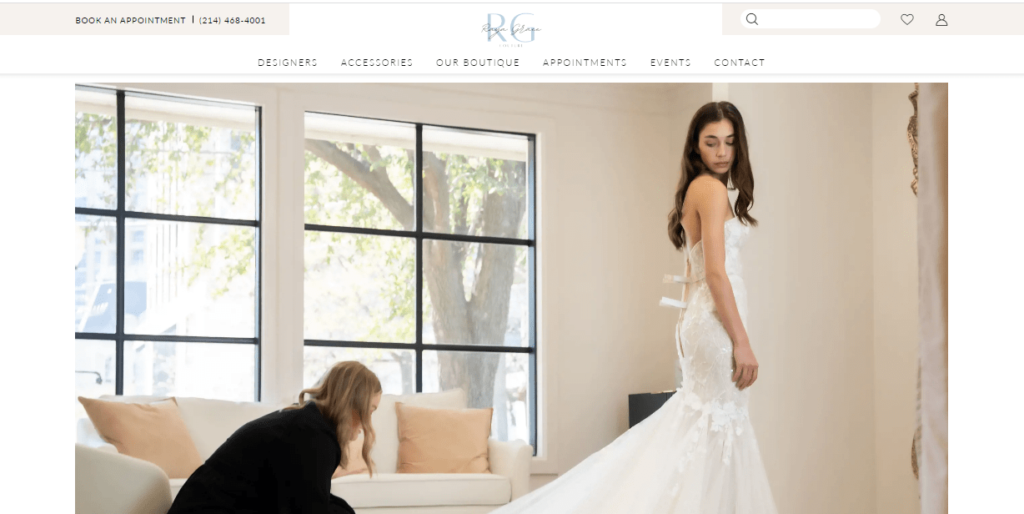 Homepage of Raya Grace Bridal Shop / Link: rayagracebridal.com