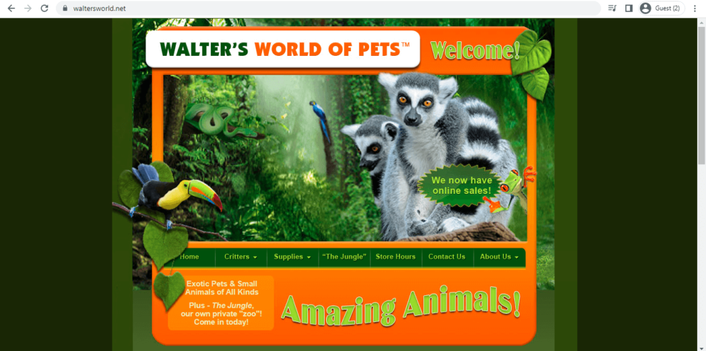 Homepage of Walter's World of Pets
Link: https://www.waltersworld.net/