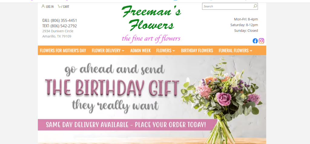 Homepage of Freeman's Flowers /
Link: freemansflowers.com