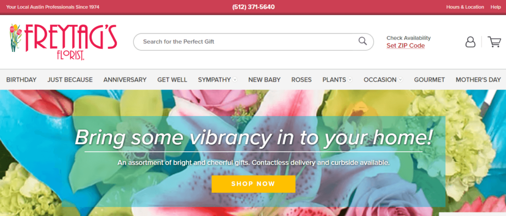 Homepage of Freytag's Florist /
Link: freytagsflorist.com