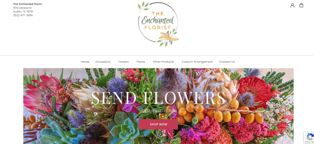 Homepage of Enchanted Florist / 
Link: enchantedaustin.com