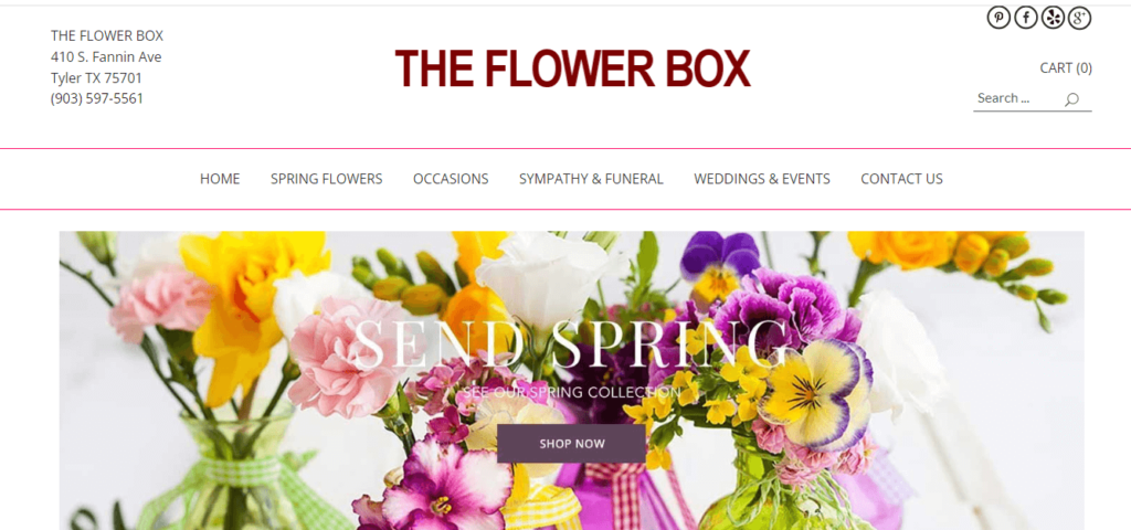 Homepage of The Flower Box /
Link: theflowerboxtyler.com