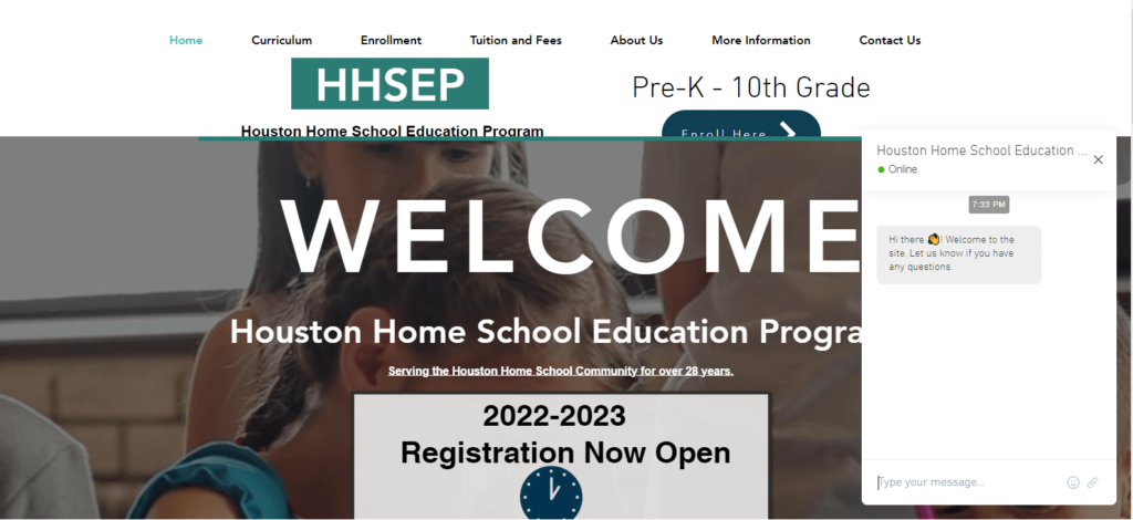 Homepage of Houston Home School Education Program 
Link: 
 https://www.hhsep.com/