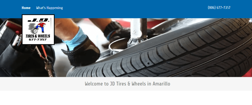 Homepage of  J D Tires & Wheels / Link: jdtiresandwheels.com