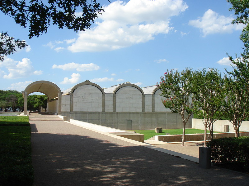 A view of Kimbell Art Museum / Flickr / A den Tex
Link: 
https://www.flickr.com/photos/adentex/181201365/in/photolist-h1GRt-q1PPXq-h1GRw-2o16PDi-h1GRv-4ow7tK-4oAa8y-4oA9Sd-WUCU9z-5AJqWj-egVYN7-5AUxHN-24MJUY5-5AKcPq-38baEa-5AJjeW-4yNBTn-5AK9GC-ABREb-5AStvL-5APa4M-VTcJ6p-2neFakP-5AEdqR-VTcqTD-WUyKUk-5AJ9DW-oJzpsL-WUyDKg-2neFfa3-WRBpYN-5AKh2b-5AMiBg-5AEEXZ-5ANnTT-5ANRhV-5ATgLq-5AF9bx-5ASoQ9-96YByS-5AJdDf-h1GRu-5ANqSt-23uo4cp-oJzptX-2ofSRaL-2mKZhFi-5YRsnc-oJzrpv-VTcso2