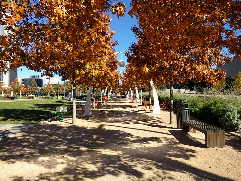 A walkway in Klyde Warren Park / Flickr / Drew Tarvin
Link: 
https://www.flickr.com/photos/drewtarvin/23008800854/in/photolist-28SSTMZ-dp18bw-FXn2KX-B4d7T1-qrVRKy-pMHjNt-qJq4j5-pMue49-qGctP9-VBmoZt-dshwLb-dsho3R-dshM4G-dshQiq-dshJpo-dshGVS-dshPFN-dshwx2-dshvjz-dshFf8-dshJ2k-dshrjn-dshMkC-dshEjQ-dshRyG-dshStF-dshCdT-dshDZ8-dshKsb-dshHxW-dshGBj-dshmGZ-dshTeC-dshzLW-dshznc-dshTBU-dshAnc-dshCFJ-dshNAJ-dshDpZ-dshxRv-dshAkj-dshoP6-dshnKz-dshDFM-dshEEB-dshwsL-dshGwR-dshBmn-dshBp3/