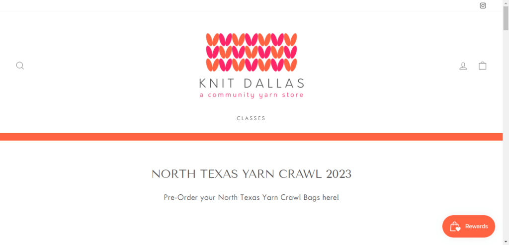 Homepage of Knit Dallas / knitdallas.com.