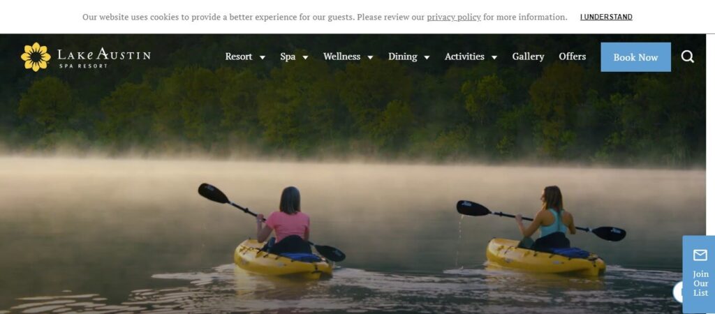 Homepage of the Lake Austin Spa Resort / lakeaustin.com