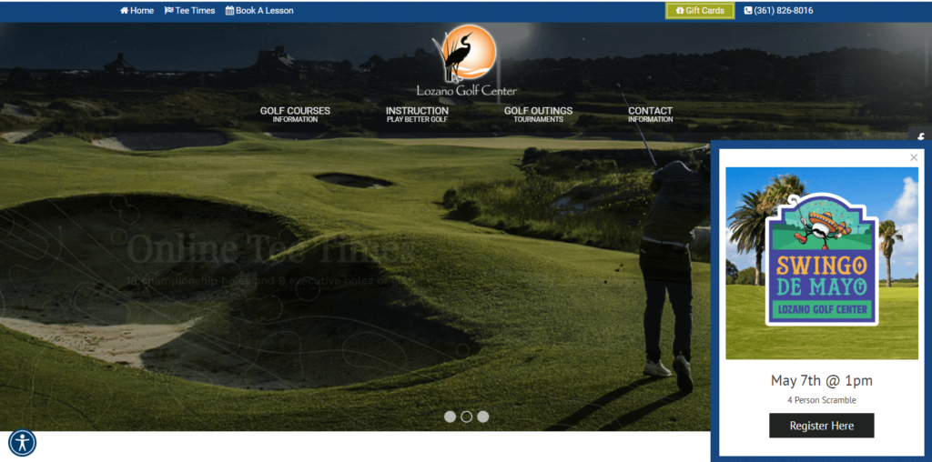 Homepage of Lozano Golf Center 
Link: https://www.lozanogolfcenter.com/
