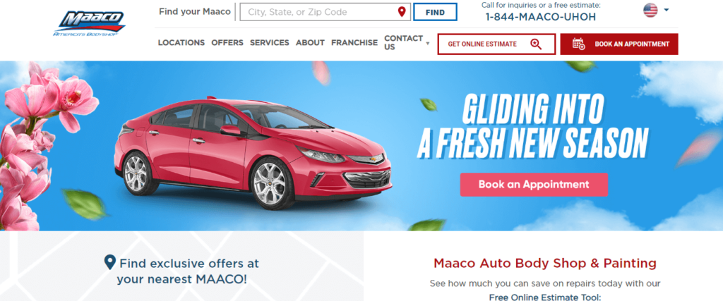 Homepage of Maaco Auto Body Shop & Painting / 
Link: maaco.com