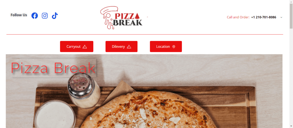 Homepage of Pizza Break / pizza-break.com.