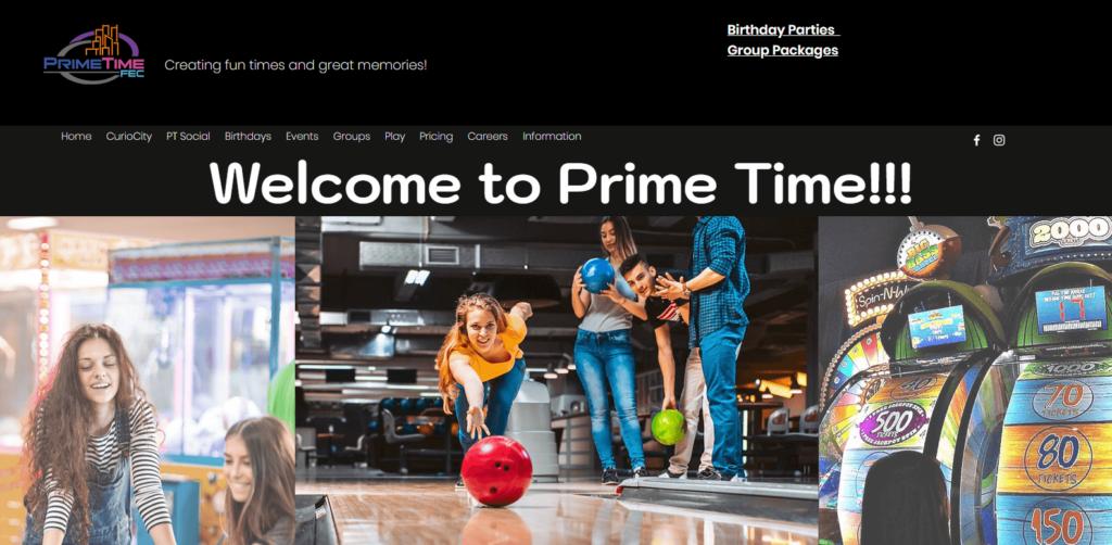Homepage of PrimeTime Family Entertainment Center / https://www.primetimeabilene.com/ 