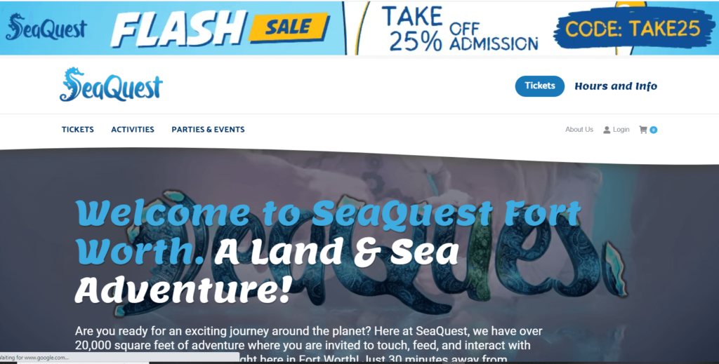 Homepage of SeaQuest Fort Worth 
Link:
https://visitseaquest.com/fortworth/