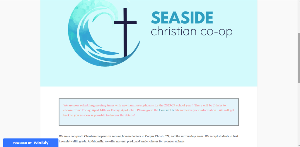 Homepage of Seaside Christian Co-op 
Link:  http://www.seasidechristiancoop.com/