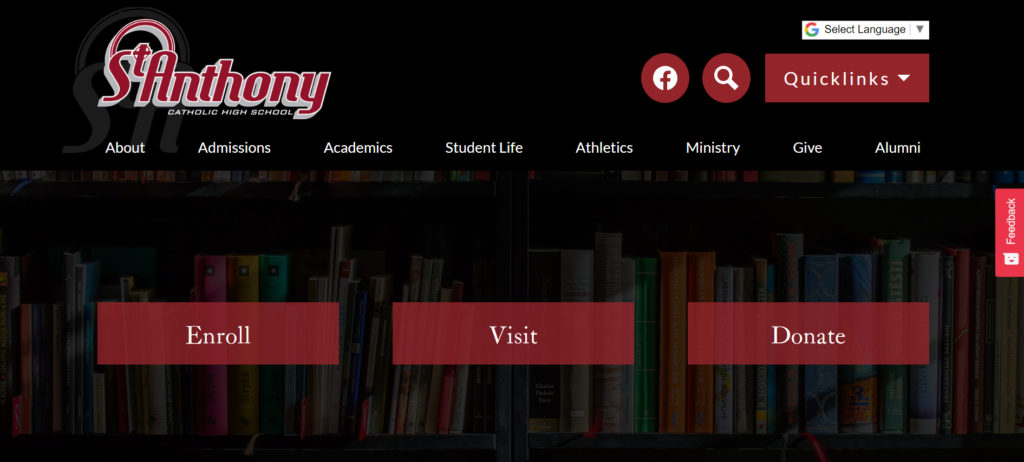 Homepage of St. Anthony Catholic High School Website

Link: https://www.sachs.org/