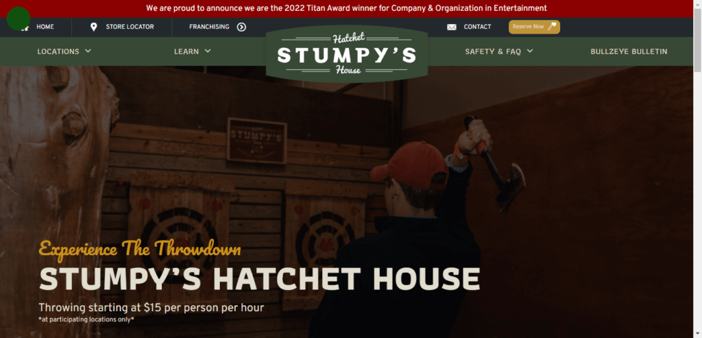 Homepage of Stump's Hatchet House / stumpyshh.com.