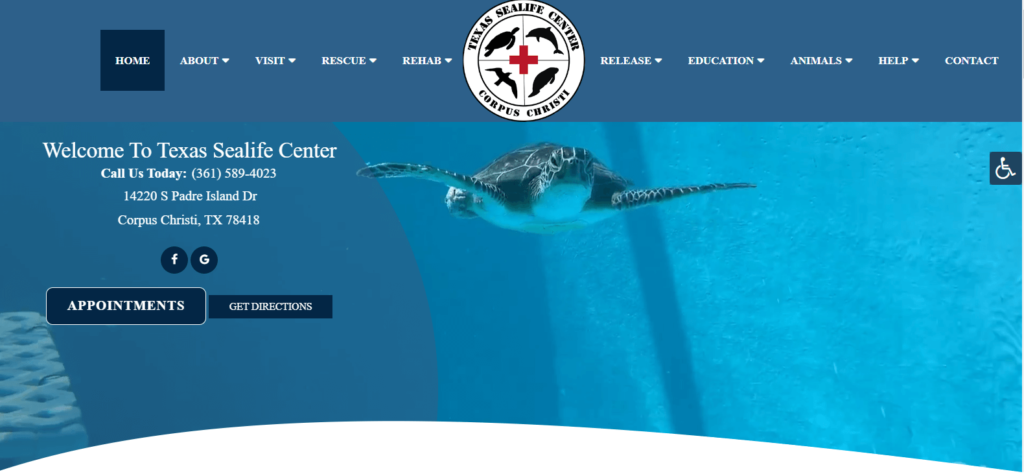 Homepage of Texas Sealife Center 
Link:
 https://www.texassealifecenter.org/