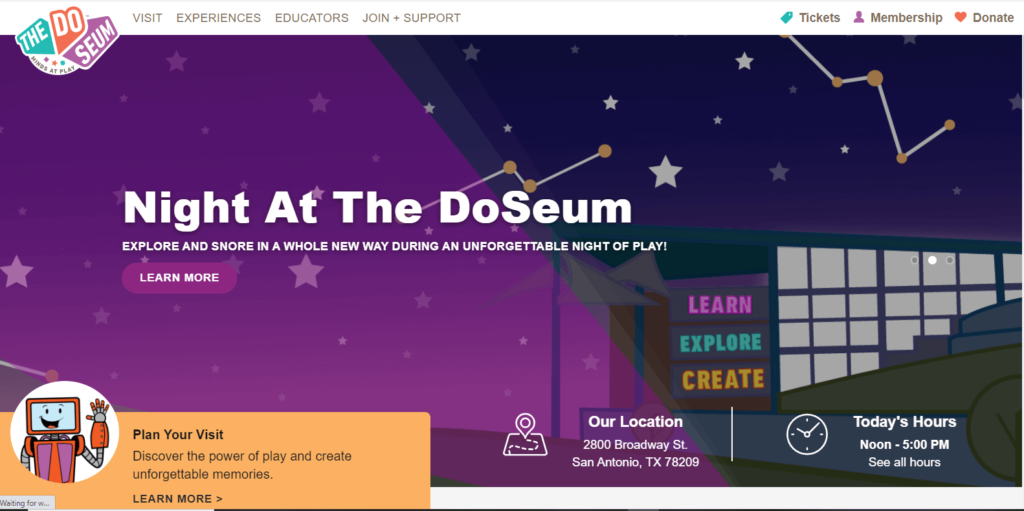 Homepage of The DoSeum 
Link: https://www.thedoseum.org/