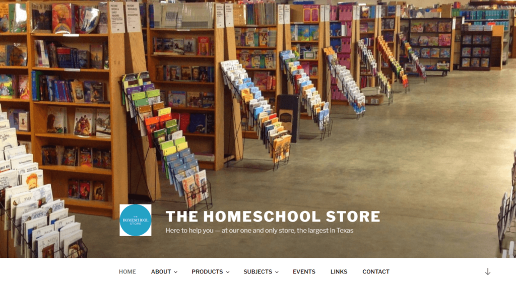Homepage of The Homeschool Store 
Link: http://thehomeschoolstore.com/