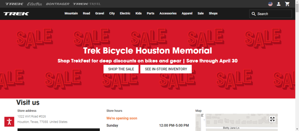 Homepage of Trek Bicycle Houston Memorial / trekbikes.com.