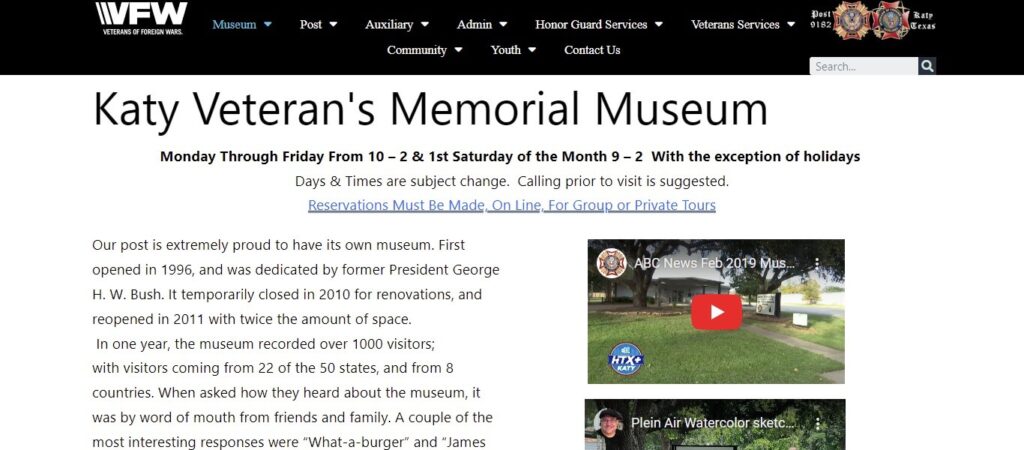 Homepage of Katy Veteran's Museum / vfw9182.org/museum