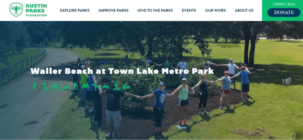 Homepage of Austin Parks that constitutes the Waller Beach /
Link: austinparks.org