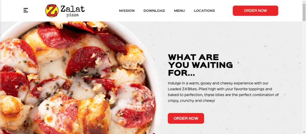 Homepage of Zalat Pizza / zalatpizza.com.