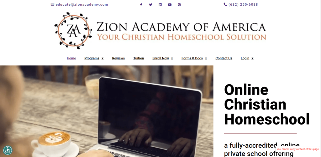 Homepage of Zion Academy of America 
Link: https://zionacademy.com/
