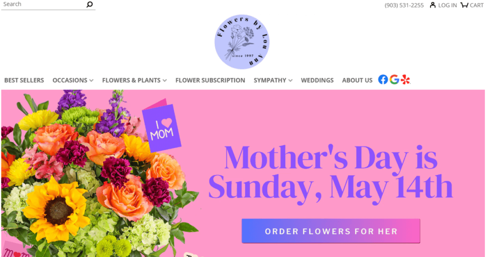 Homepage of Flowers by Lou Ann / Link: flowersbylouann.com