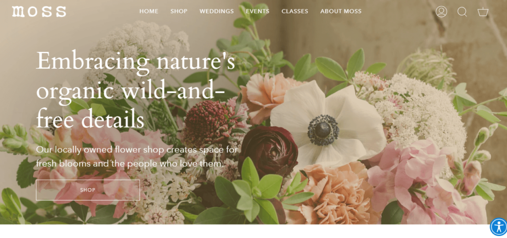 Homepage of Moss's Flowers /
Link: welovemoss.com 