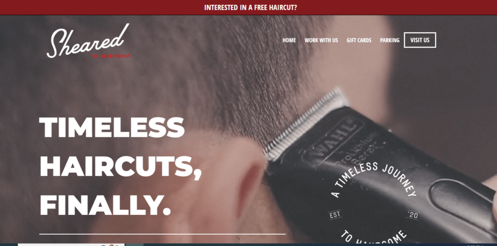 Homepage of Sheared The Barber Shop /
Link: shearedthebarbershop.com