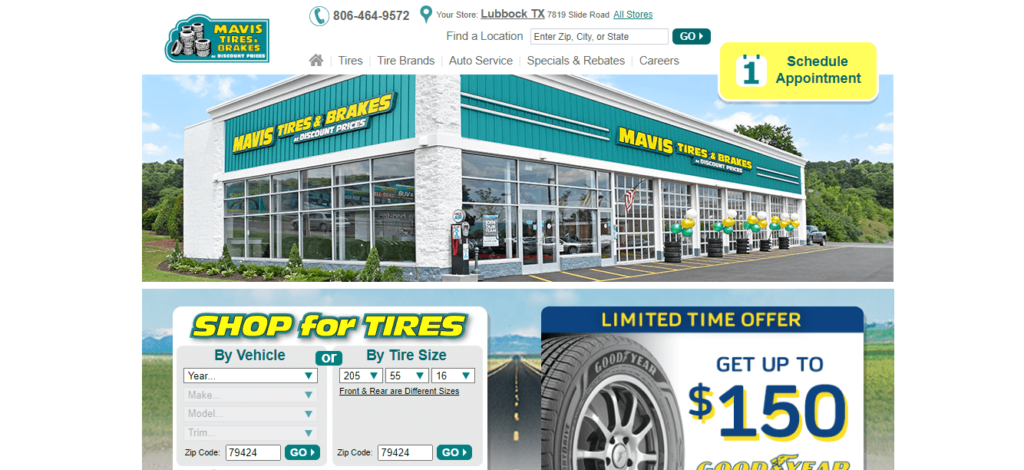 Homepage of Mavis Tires & Brakes /
Link: mavis.com