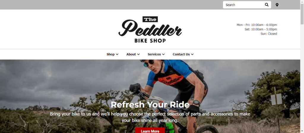 Homepage of The Peddler Bicycle Shop / peddlerbike.com.