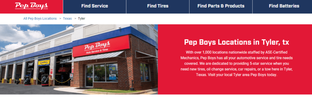 Homepage of  Pep Boys /
Link: pepboys.com