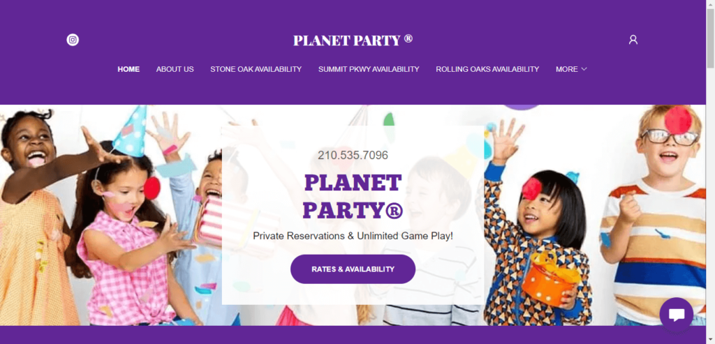 Homepage of Planet Party / planetpartysa.com.