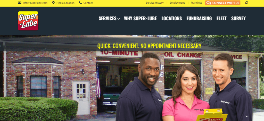 Homepage of Ridgemont Super Lube / Link: superlube.com