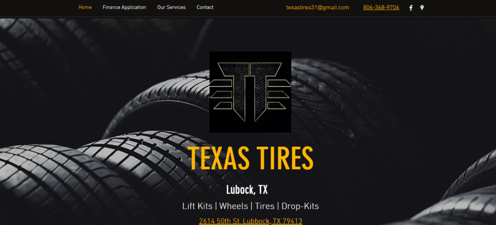 Homepage of Texas Tires / 
Link: texastires31.com