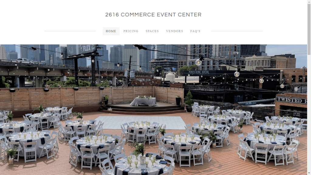 
Homepage of 2616 Commerce Event Center / 2616commerce.com