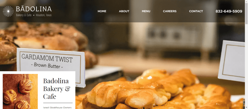 Homepage of Badolina Bakery / badolinabakery.com.
