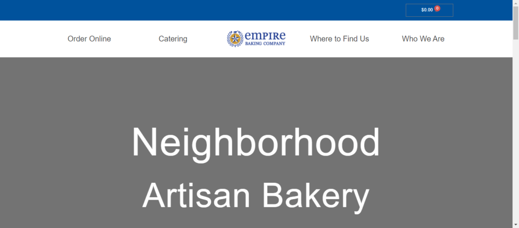 Homepage of Empire Baking Company / empirebaking.com.