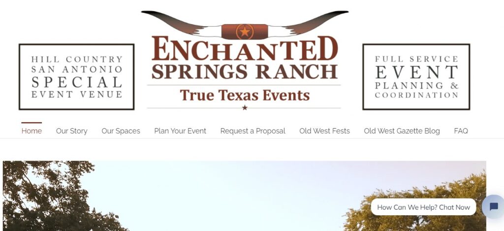 Homepage of Enchanted Springs Ranch website
Link: https://enchantedspringsranch.com/