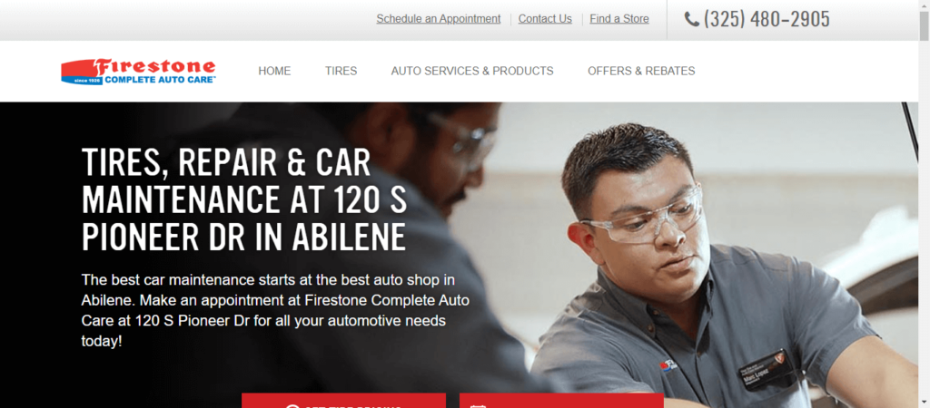 Homepage of Firestone Complete Autocare / local.firestonecompleteautocare.com.